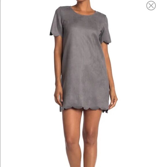 NWT HYFVE scallop trim silver  dress M - Picture 1 of 9